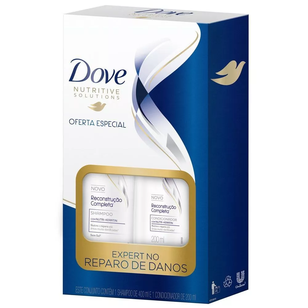  Kit Shampoo E Condicionador Dove Reconstrução Completa 200ml Preço Especial