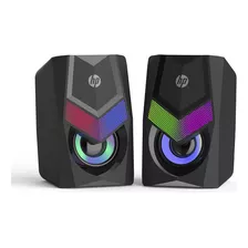 Caixa De Som P/ Pc Hp 6w 2.0 Dhe-6000 Preta P2 + Usb Led Rgb