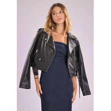 Campera Chaqueta Eco Cuero Importada Forever 21 Negra Moto 