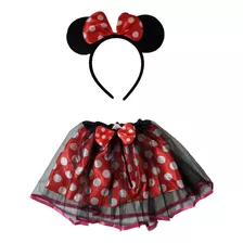 Disfraz Falta Tutu Minnie Mouse Con Diadema (talla De 2 A 6 Años)