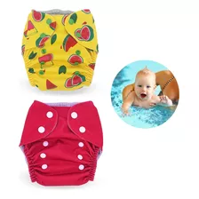 Kit 2 Fraldas Reutilizável E Ajustável Para Praia E Piscina