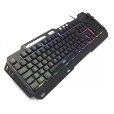 Teclado Gamer Com Led Rainbow Semimecânico Antighosting Cor De Teclado Preto Idioma Português Brasil