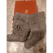 Botas De Nena De Gamuza Con Flecos, Nro 31, Mimo