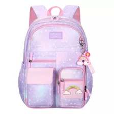 Mochila Bolsa Niña Escolar Primaria Infantil Impermeable Aitirrobo Kawaii Arcoíris Capacidad Grande