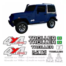 Kit Adesivos Emblema Troller T4 4x4 Diesel 3.0 Tdi 2006 Completo Carro Azul Tlr061