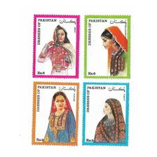 Pakistan 1989 Vestimentas Tradicionales Serie 4v Mint 815/8 