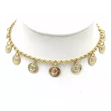 Choker Mini Moedas Antigas Banhado Ouro 18k + Brinde