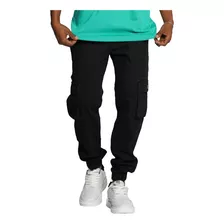 Jean Bross Jogger Liso Cargo Bolsillos Puño Negro