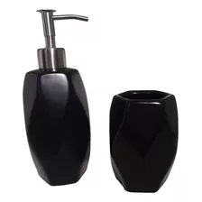 Accesorios Baño Dispenser Vaso Negro + 2 Toallas Jer