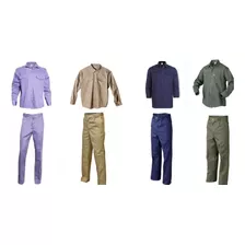 Kit Camisa Pantalon Para Trabajo 8 0z Beige Azulino Blanco