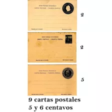 9 Cartas Postales Sin Circular 5 Y 6 Centavos Año 1890 Aprox