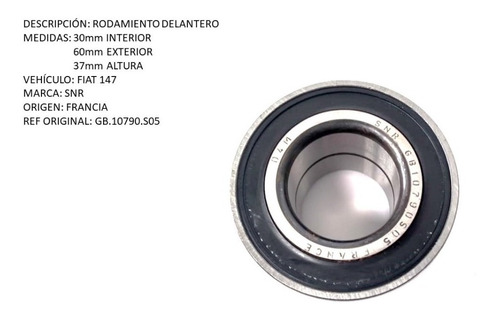 Rodamiento Delantero Fiat 147 30x60x37 Foto 2