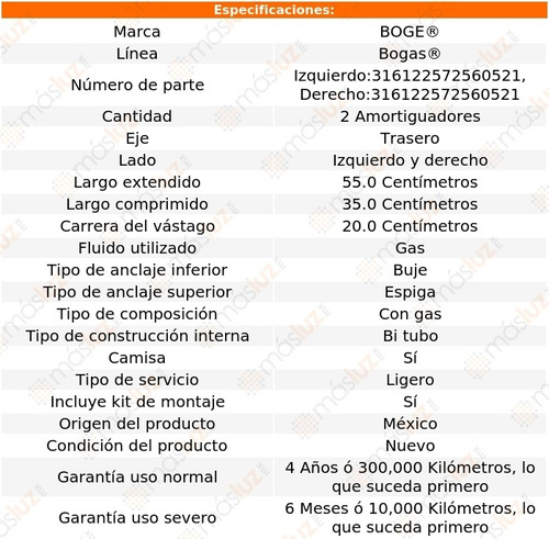 (2) Amortiguadores Gas Traseros Pontiac 6000 82/91 Bogas Foto 2