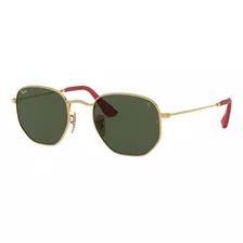 Ray-ban Round Scuderia Ferrari Collection Rb3548nm - Green - Cristal - Clásica - Polished Gold - Metal - Polished Gold/red - Metal/cuero - Medium