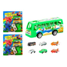 4 Cartela De Brinquedo 2 Carrinho 2 Ônibus 2 Avião A Fricção