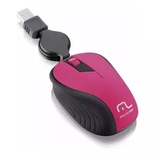 Mouse Óptico Retrátil Multilaser 1200dpi Usb Rosa