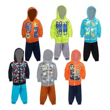 Conjunto Moletom Flanelado Infantil Menino Capuz Ziper 1-3