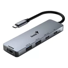 Hub Genius Uh-500 5 En 1 Usb Tipo C A Hdmi 2xusb 3.0 2xusb C