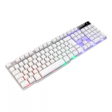 Teclado Gamer Semi Mecânico Led Rgb Full White Branco Rise