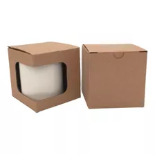 50 Cajas Para Taza De 11 Oz Con Ventana Microcorrugado Kraft