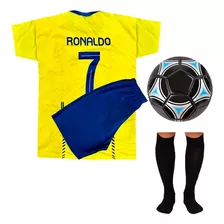 Kit Conjunto Infantil Jogo Futebol Time Europa + Meia + Bola