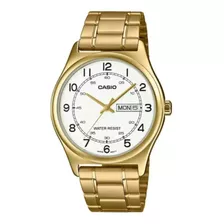 Reloj Casio Mtp-v006g Hombre Acero Dorado Doble Calendario 