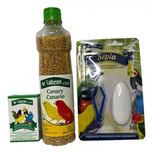 Kit Alimento Nutricion Canarios, Hueso Sepia Y Revitalizante