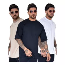 Camiseta Oversized Larga Street T-shirt Promoção Kit 3 Peças