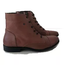 Bota/coturno Perlatto F633 Couro Legítimo Pinhão Original