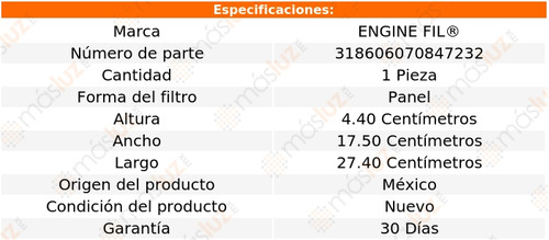 1- Filtro De Aire C250 2.0l 4 Cil 2015/2018 Engine Fil Foto 2