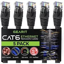 Pack De 5 Cables Ethernet Cat 6 De 6 Pies, Sin Enganche...