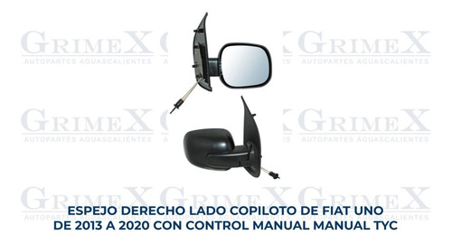 Espejo Fiat Uno 2013-14-15-16-17-18-19-2020 Control Man Ore Foto 10