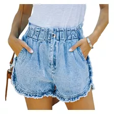 I Shorts Jeans Femininos Calça Curta Elástica Na Cintura