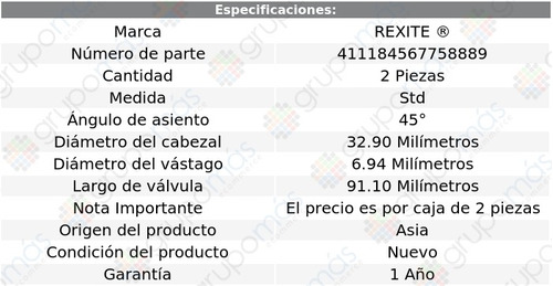 Par Vlvulas De Escape Std Cabrio 4 Cil 2.0l 95 Al 02 Foto 2