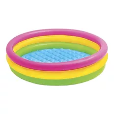 Piscina Inflable Redondo Intex 57412 131l Rosa, Amarilla Y Verde