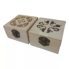 Set 2 Minicajas De Madera Organizadoras Con Diseño 8 Cm