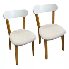 Set X2 Sillas Cocina Comedor Madera Maciza Moderna Diseño ++ Estructura De La Silla Roble-blanco Asiento Gris Oscuro