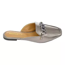 Sapato Mule Feminino Confortável Metalizado Donatella 359280