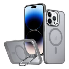 Funda Gris Con Soporte Para Cámara Para iPhone 14 Pro Max