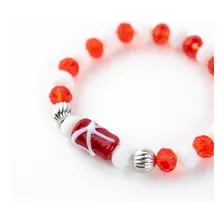 Pulseira Xangô Cristal Vermelho E Branco 8mm Firma Machado 