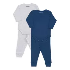 Kit 2 Pijama Body Manga Longa E Calca Canelado Bebê Infantil