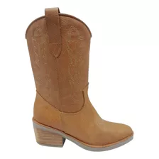 Bota Texana Cuero Vacuno 100% Moda Dama Zapato Goma 884/bl