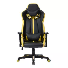 Silla Gamer W-186 Cuero Sintetico Negra/amarilla Color Negro Y Amarillo