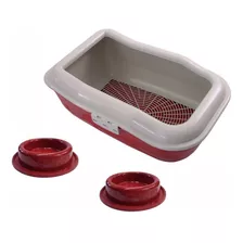 Sanitário Para Gato Bandeja Furbox Duracat Com Grade Cor Vermelho