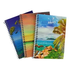 Caderno 1/4 Pequeno Espiral Arame 96 Fls Capa Dura C/ 04 Un