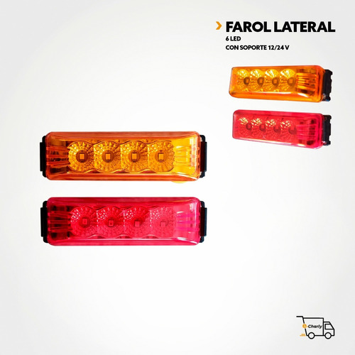 Farol Lateral 4 Led Camion / Trailer 12/24v C/soporte