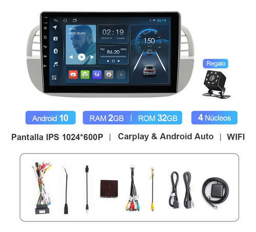 Auto Estreo 2+32g Plata Para Fiat 500 2007-2015 Gps Fm Wifi Foto 2