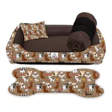 Kit Cama Casinha Caminha Pet Para Cachorro Lavável - Média Cor Dog