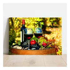 Cuadro Vinos Queso Cava Pan Uvas Bar Canvas 90x60 N1