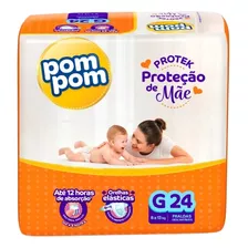 Pom Pom Fralda Infantil Derma Protek Jumbo G 24 Unidades